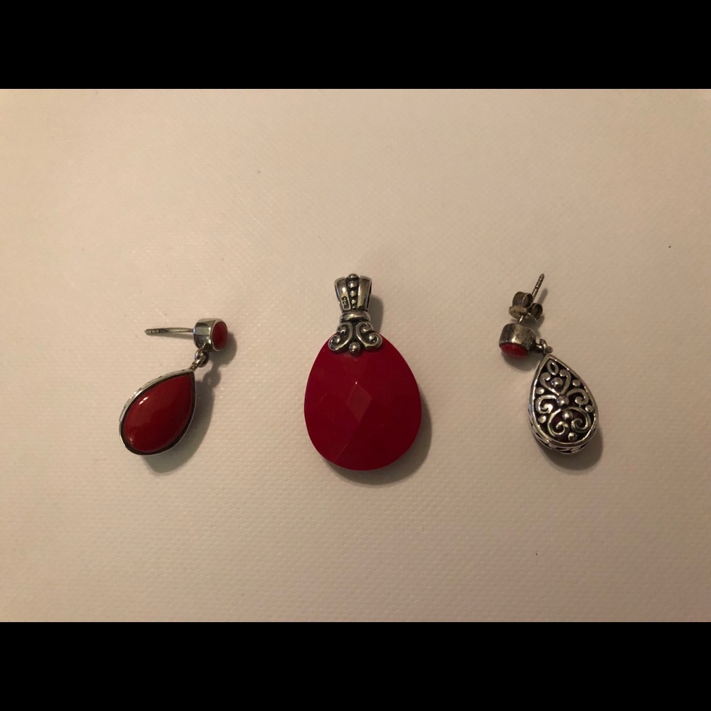 Sterling silver and red stone